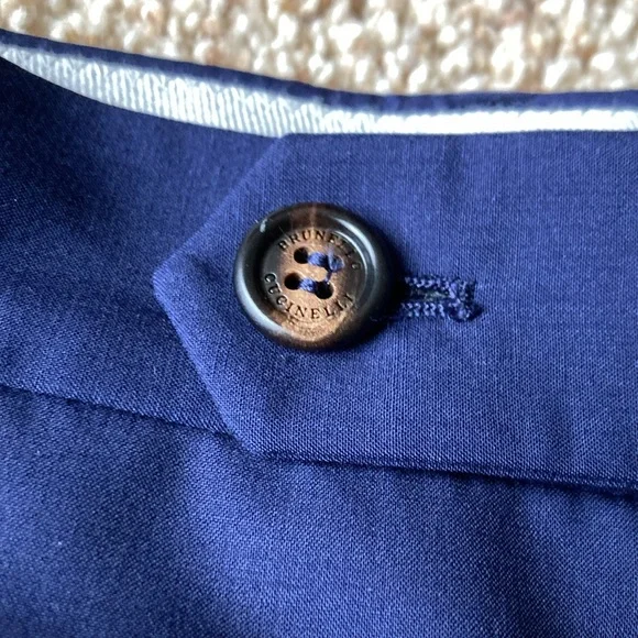 NWOT Brunello Cucinelli Men’s Navy Lightweight Wool Trousers Pants IT60 US 42-44 - Picture 3 of 16
